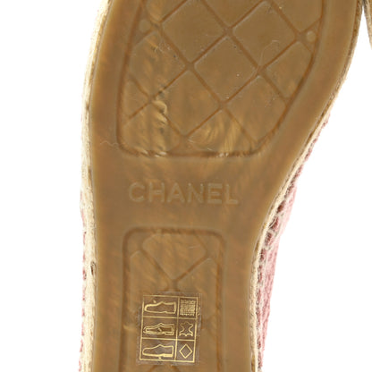 Chanel Velvet Grosgrain Quilted Camellia CC Espadrilles 37 Pink Black 6 of 10