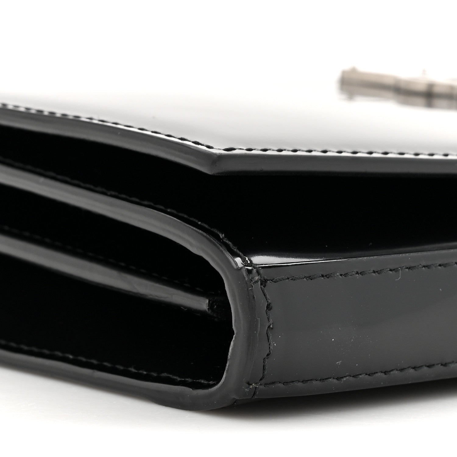 Saint Laurent Glazed Calfskin Cassandre Wallet On Chain WOC Black 11 of 11