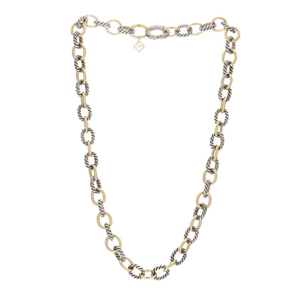 David Yurman Sterling Silver 18K Yellow Gold 10mm Medium Oval Link Necklace 2 of 4