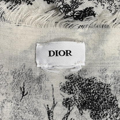 Christian Dior Cotton Toile De Jouy Shawl Black 3 of 5