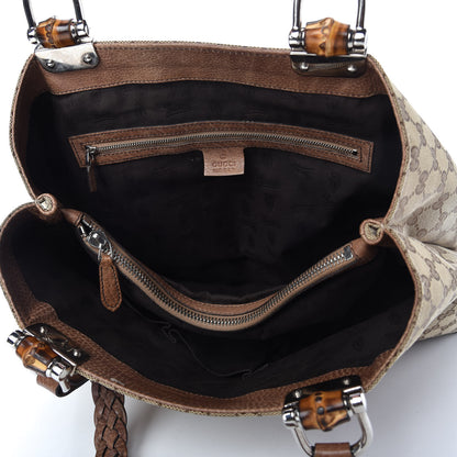 Gucci Monogram Medium Bamboo Bar Tote Brown 5 of 14