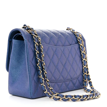 Chanel Iridescent Caviar Quilted Jumbo Double Flap Dark Blue 3 of 11