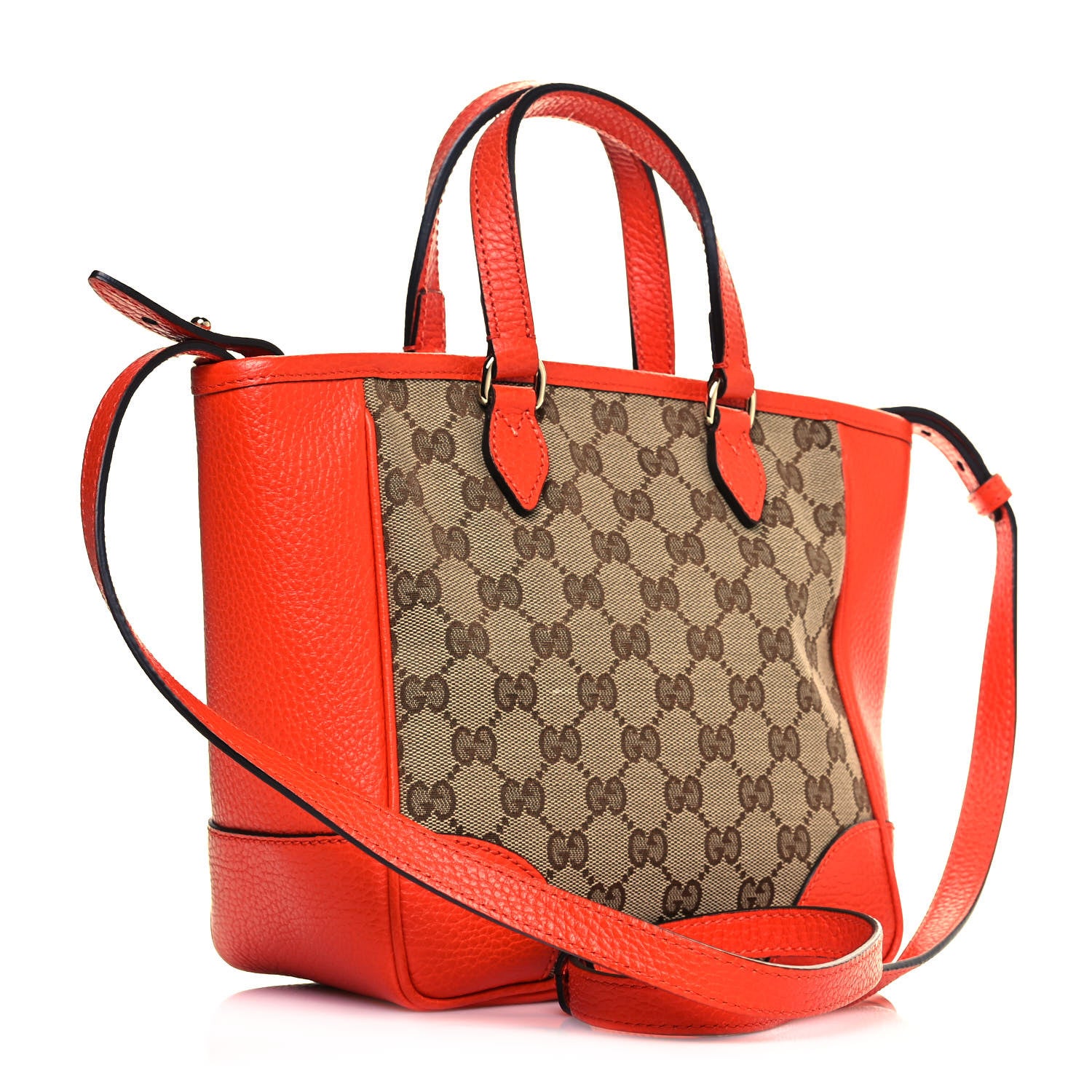 Gucci Monogram Dollar Calfskin Small Bree Tote Beige Ebony Sun Orange 3 of 10