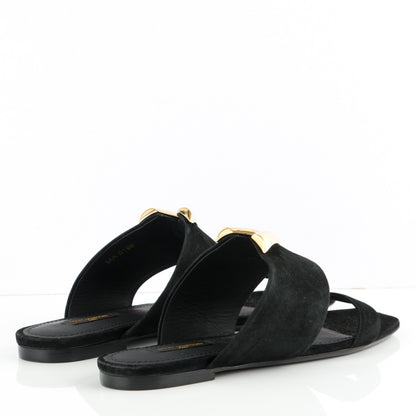 Louis Vuitton Suede Bayfront Mule Sandals 38 Black 4 of 7