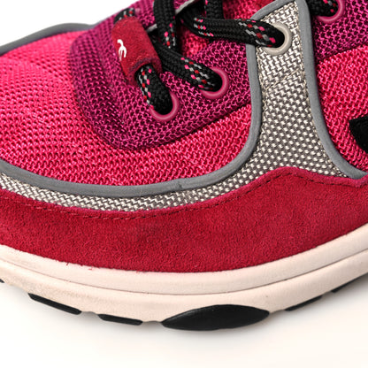 Chanel Mesh Suede Calfskin Grained Calfskin Womens CC Sneakers 37 Dark Pink Silver 12 of 13
