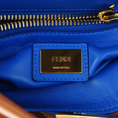 Fendi Vitello Morgan Shiny Nappa Medium Peekaboo Iconic Satchel Cuoio Bluette 6 of 8