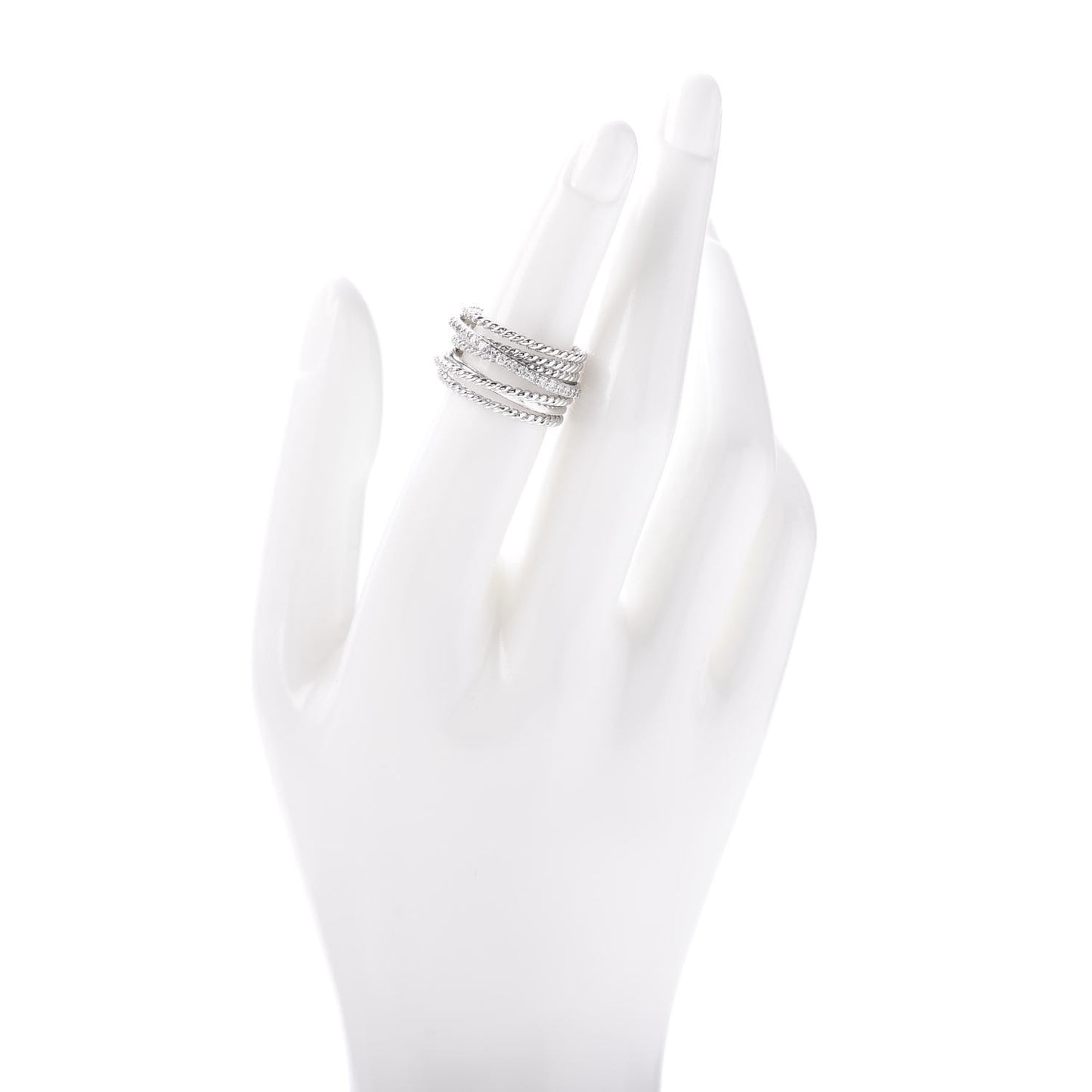 18K White Gold Diamond 11mm Wide Crossover Ring 52 6