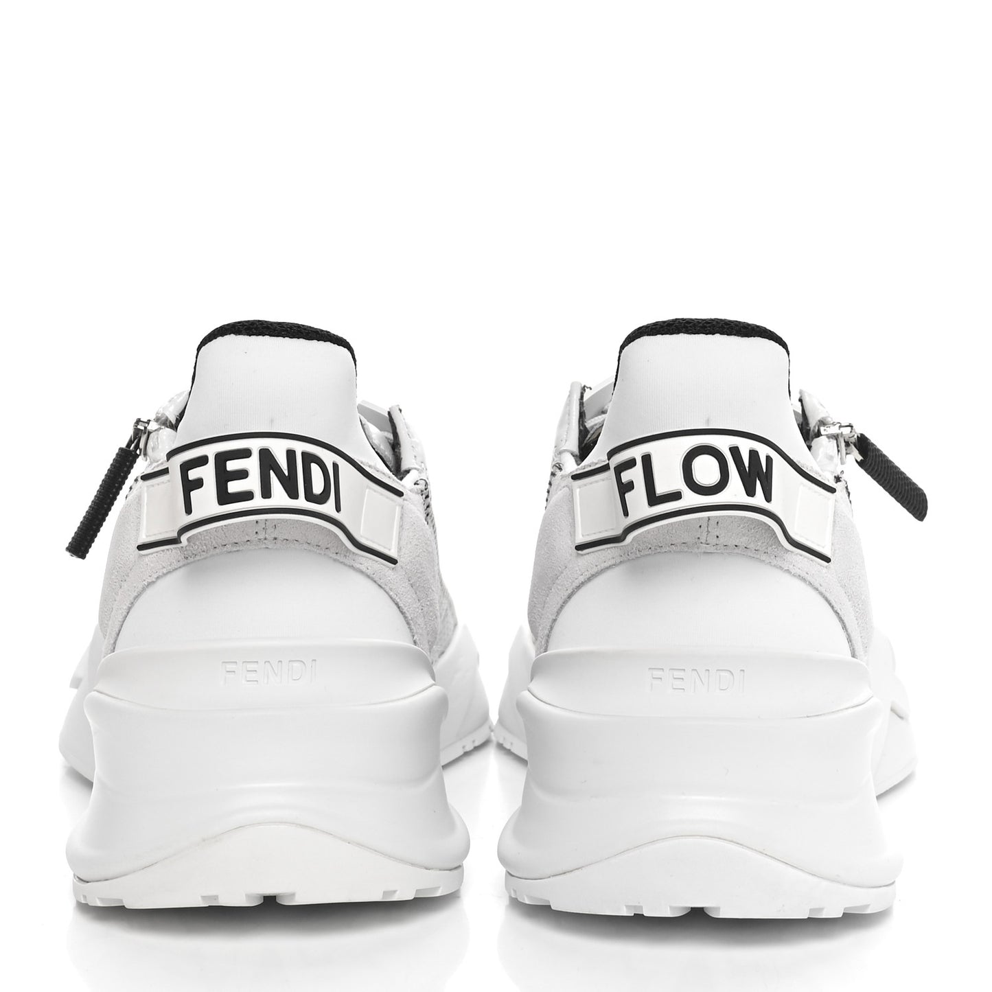 Nylon Suede Transparent Fendi Flow Low Top Sneakers 40 White