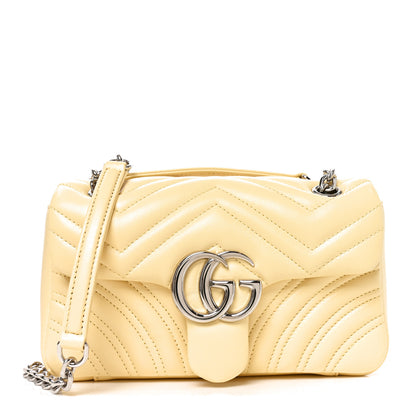Gucci Lambskin Matelasse Small GG Marmont Shoulder Bag Yellow 1 of 10