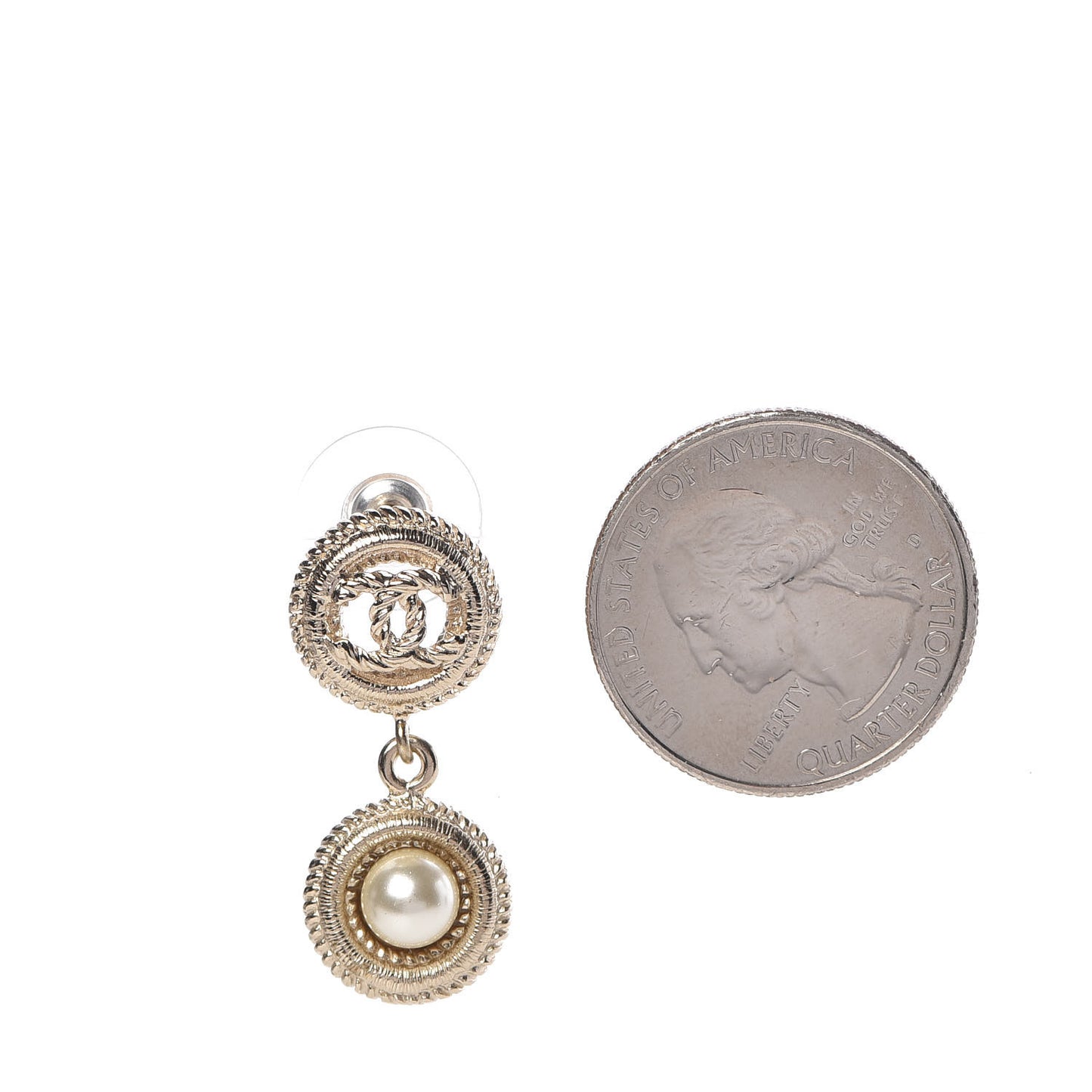 Pearl CC Drop Earrings Gold Pearly White