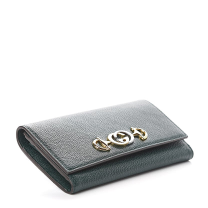 Gucci Grainy Calfskin Zumi Continental Wallet Vintage Green 3 of 5