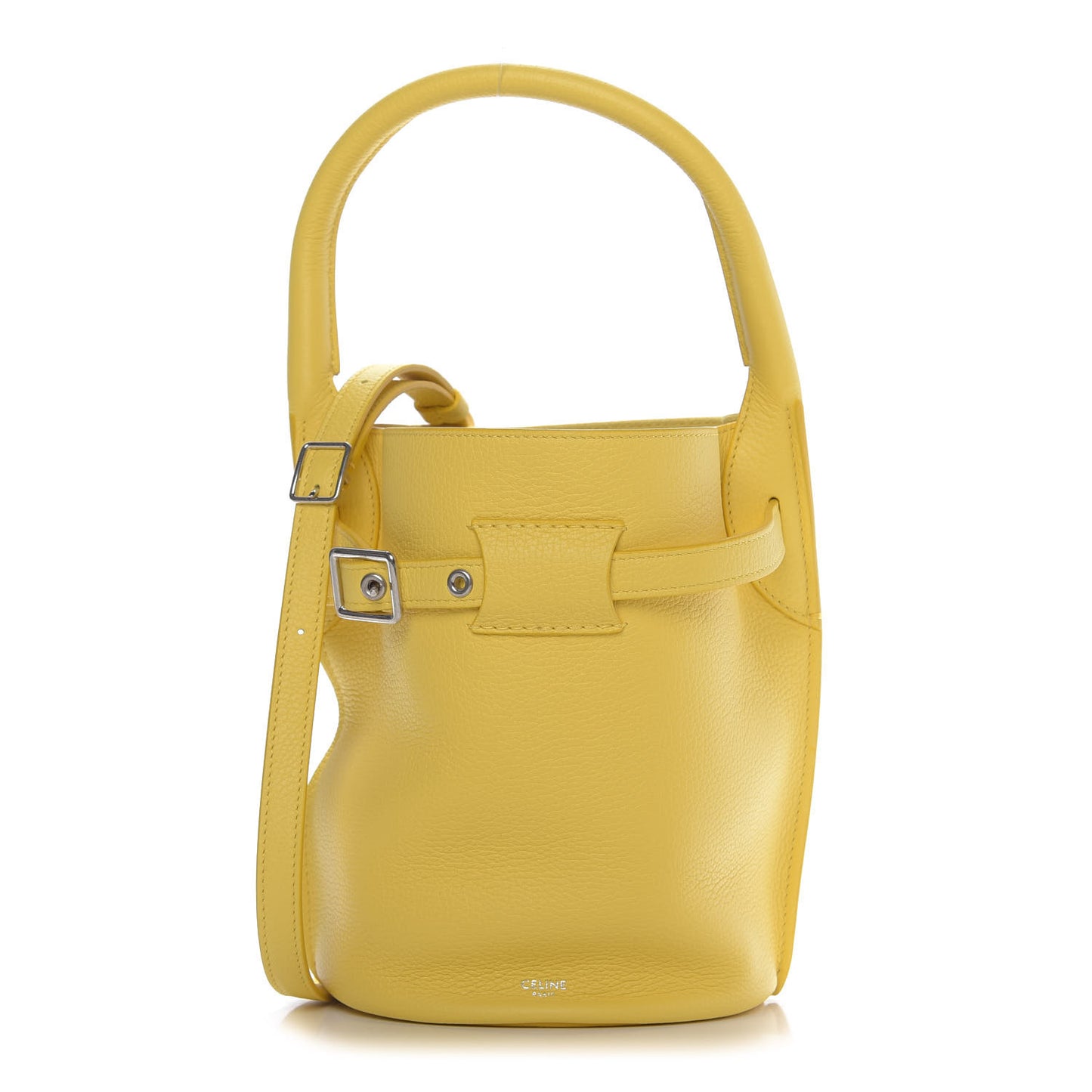 Grained Calfskin Nano Big Bag Bucket Citron