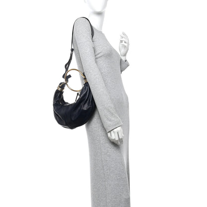 Chloe Shiny Grained Calfskin Small Bracelet Hobo Bag Evening Blue 2 of 9