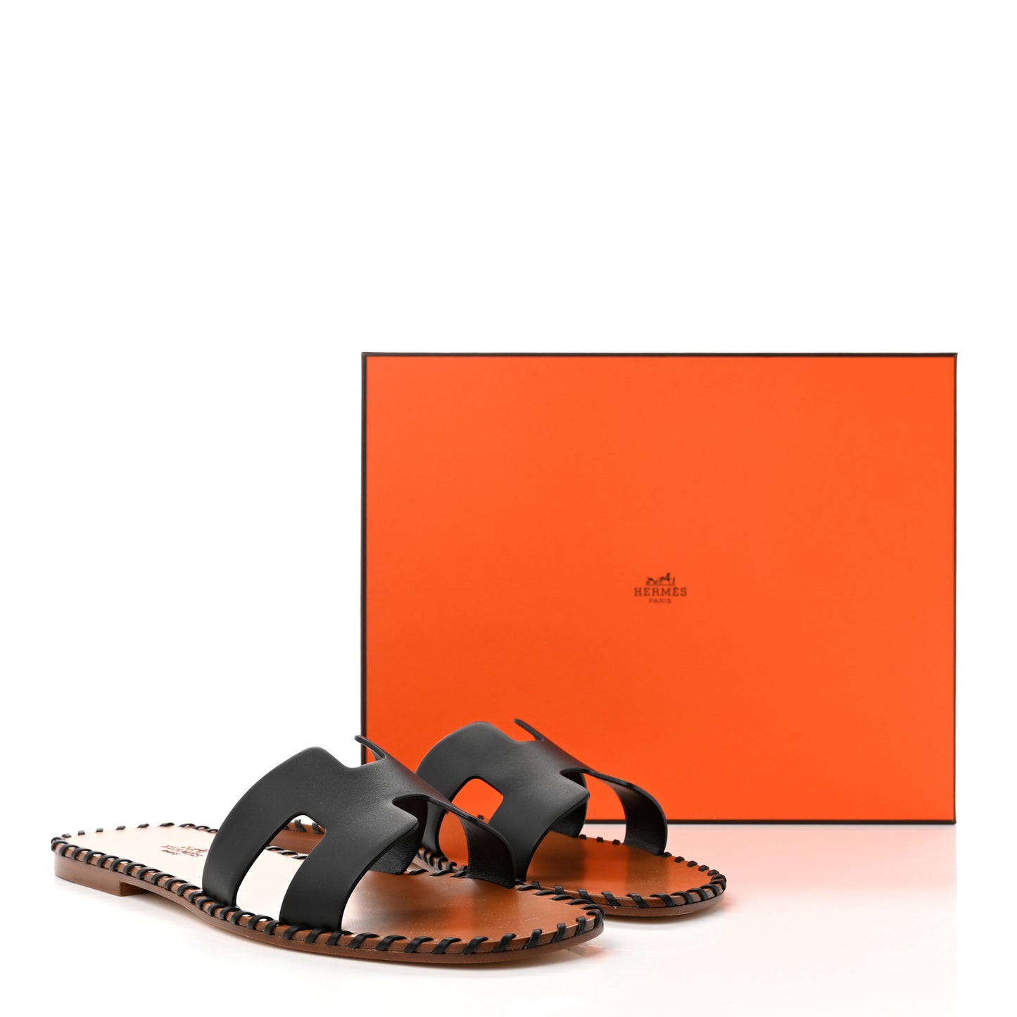 Box Calfskin Braided Oran Sandals 39.5 Black