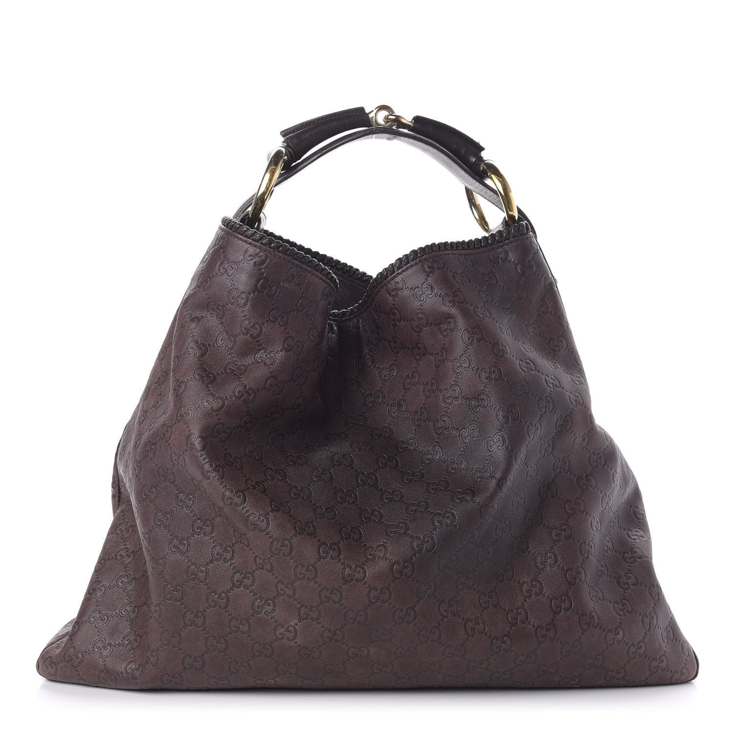 Guccissima Large Horsebit Chain Hobo Chocolate