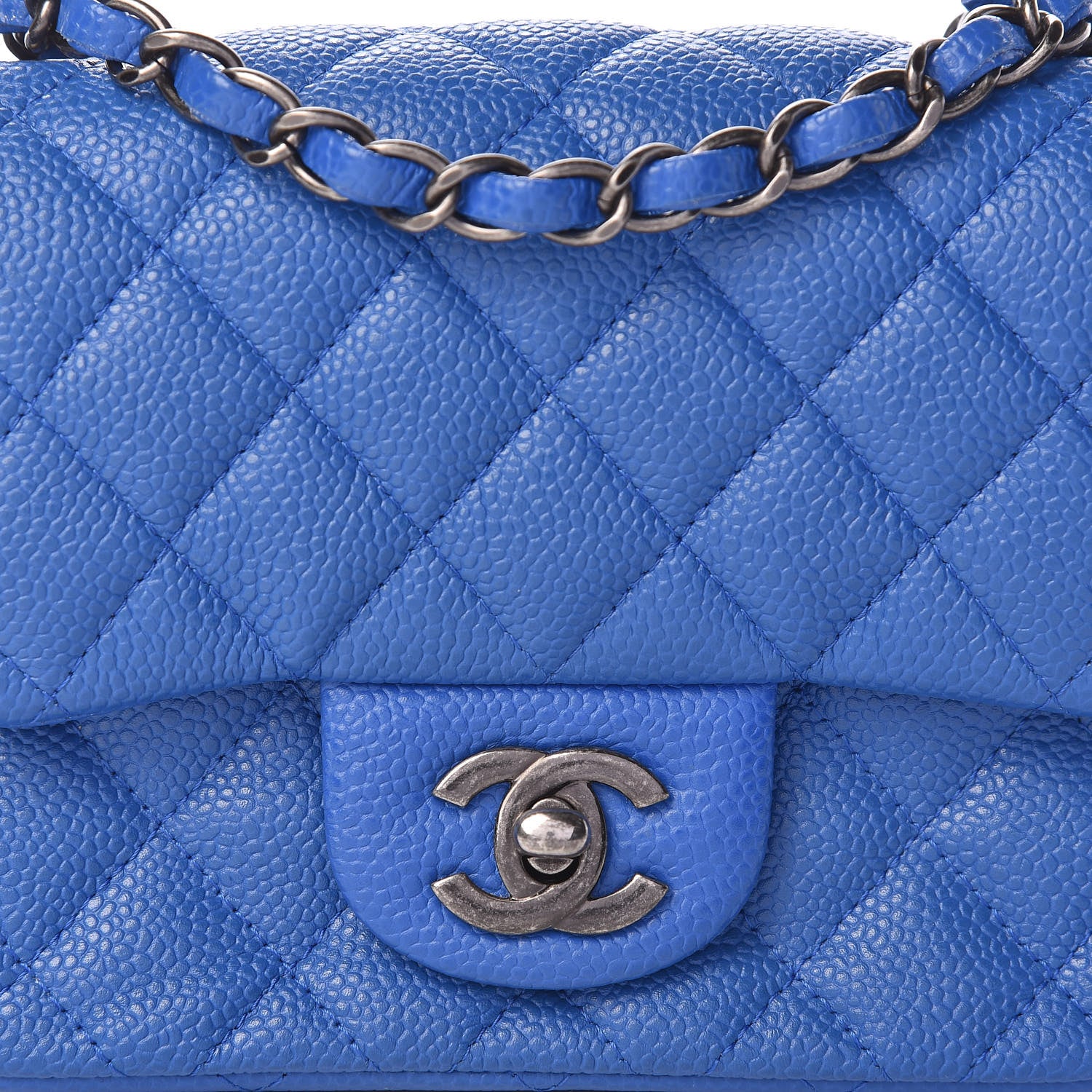 Chanel Caviar Quilted Mini Square Flap Blue 8 of 11