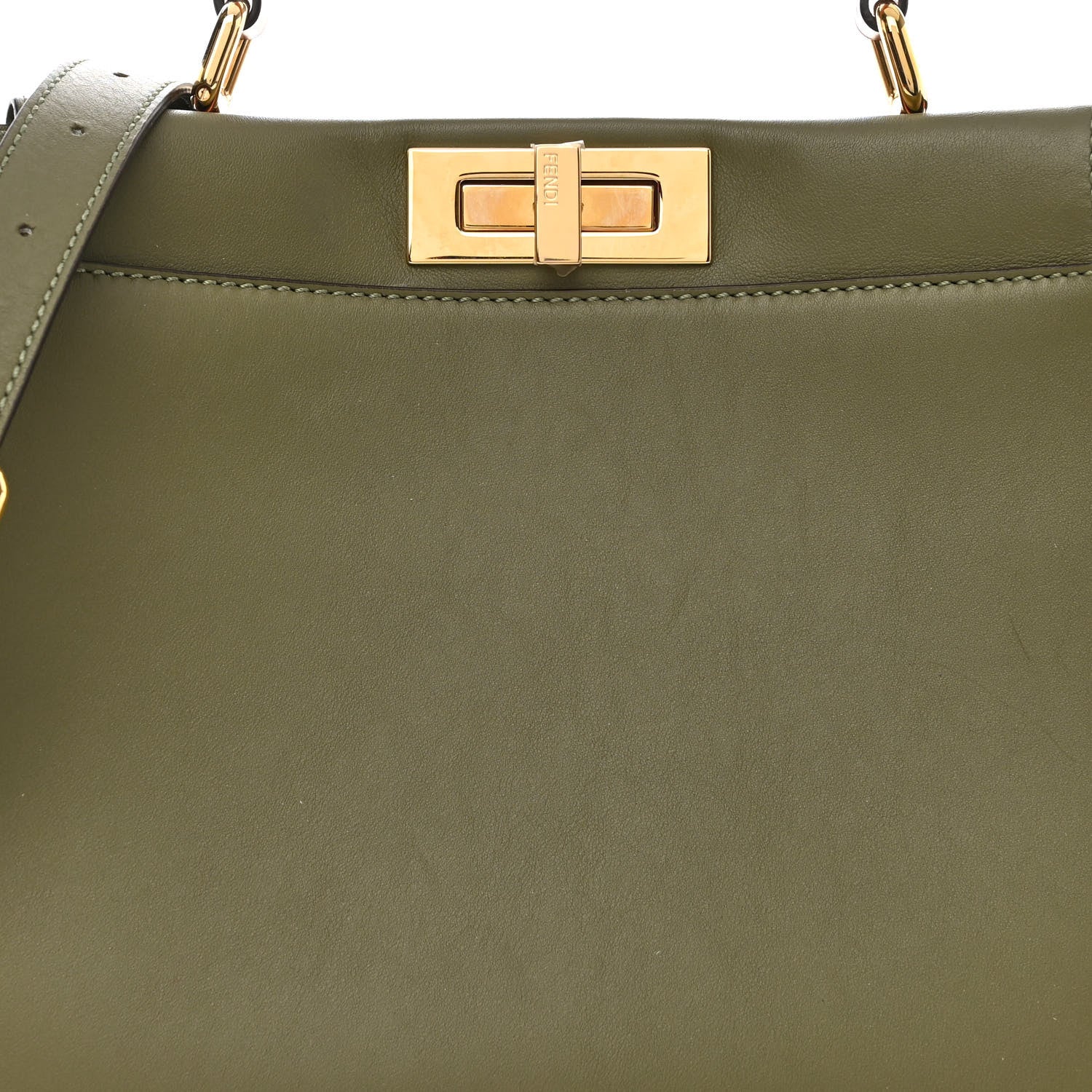 Fendi Vitello Seta Light Aura Shiny Nappa Medium Peekaboo I SEE U Satchel Equatore Cuoio 11 of 13