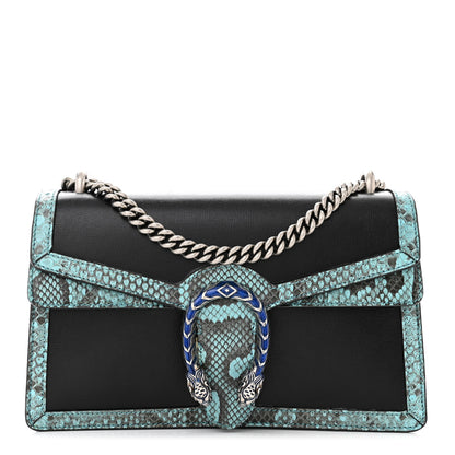 Gucci Calfskin Snakeskin Enamel Small Dionysus Shoulder Bag Black Blue Electric Blue 1 of 10
