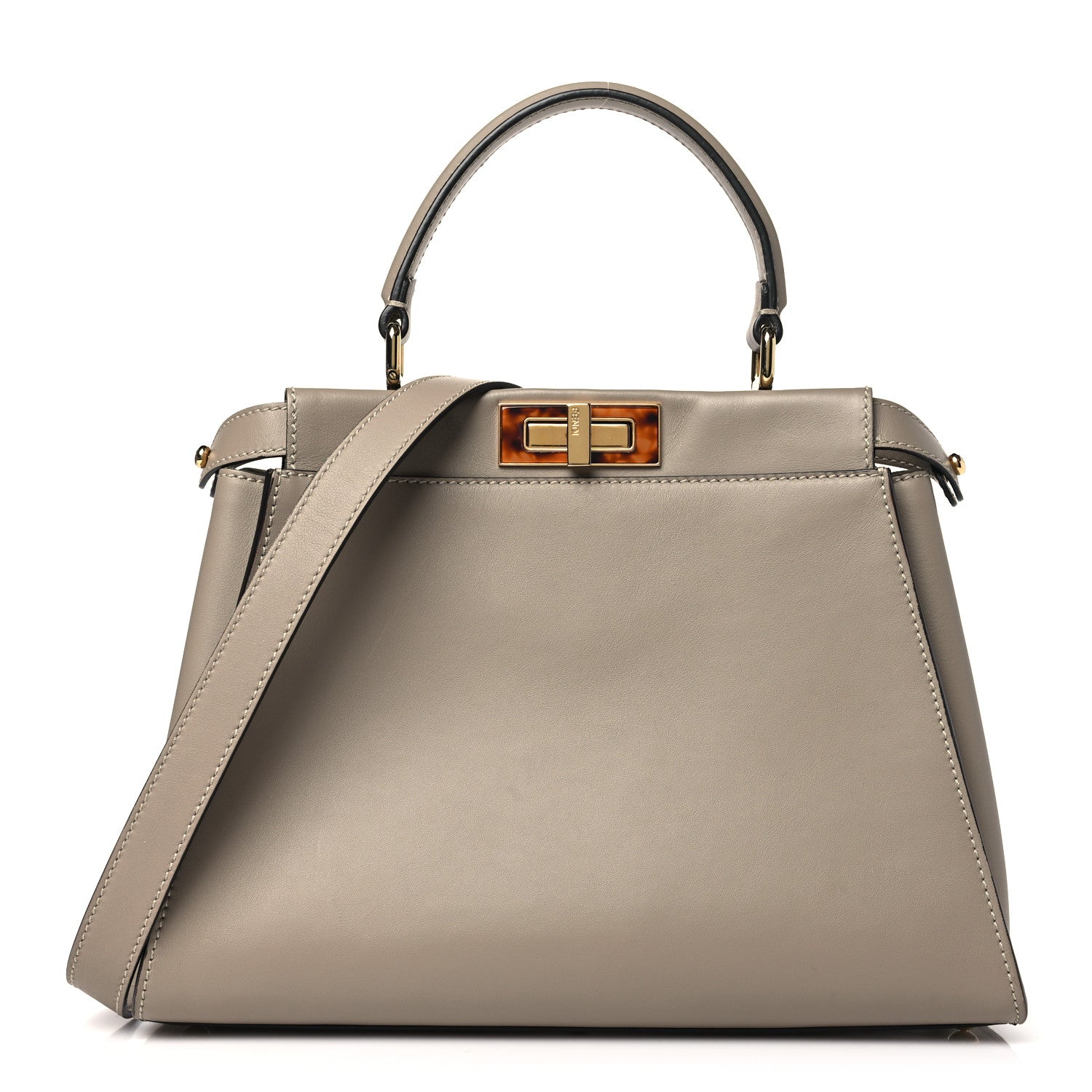 Fendi Vitello Seta Plexiglass Tortoise Medium Peekaboo Iconic Satchel Tortora 1 of 13