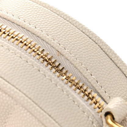 Saint Laurent Grain De Poudre Matelasse Chevron Quilted Round Vinyle Camera Bag Blanc Vintage 8 of 10