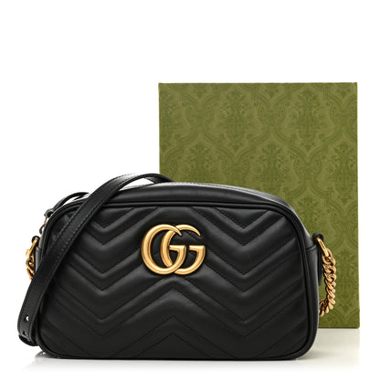 Gucci Calfskin Matelasse Small GG Marmont Chain Shoulder Bag Black 11 of 11