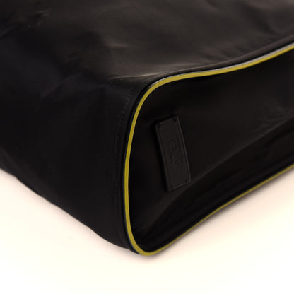 Fendi Nylon Shearling Block Letter Logo Tote Black Multicolor 8 of 12