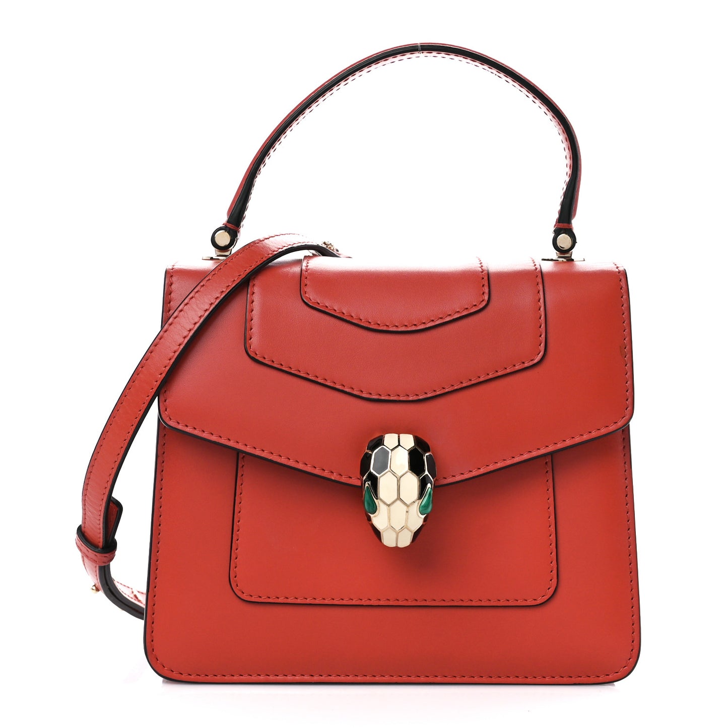Calfskin Serpenti Forever Top Handle Reef Coral
