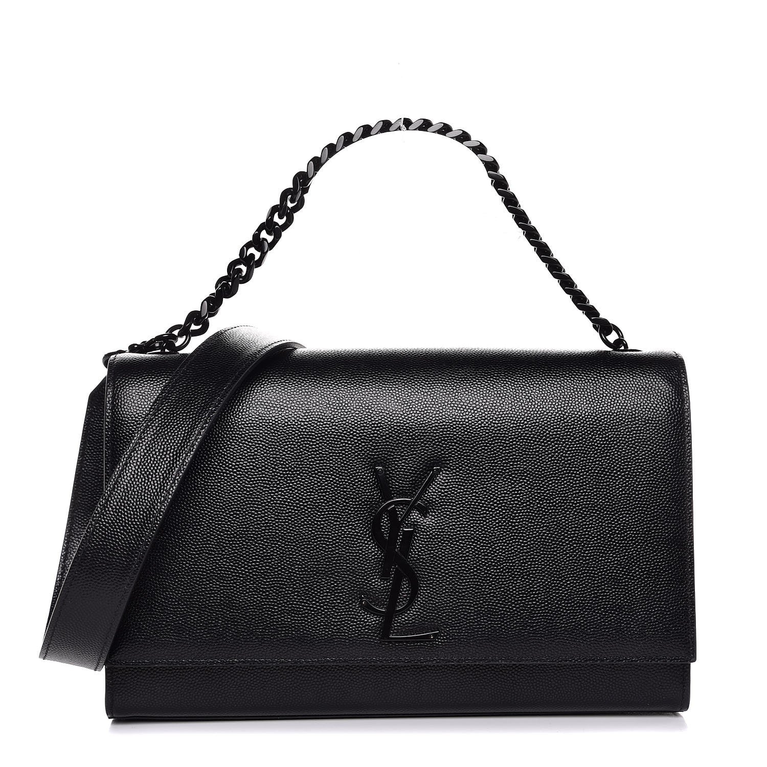 Saint Laurent Grain De Poudre Medium Classic Monogram Kate Double Handle Satchel Black 1 of 9