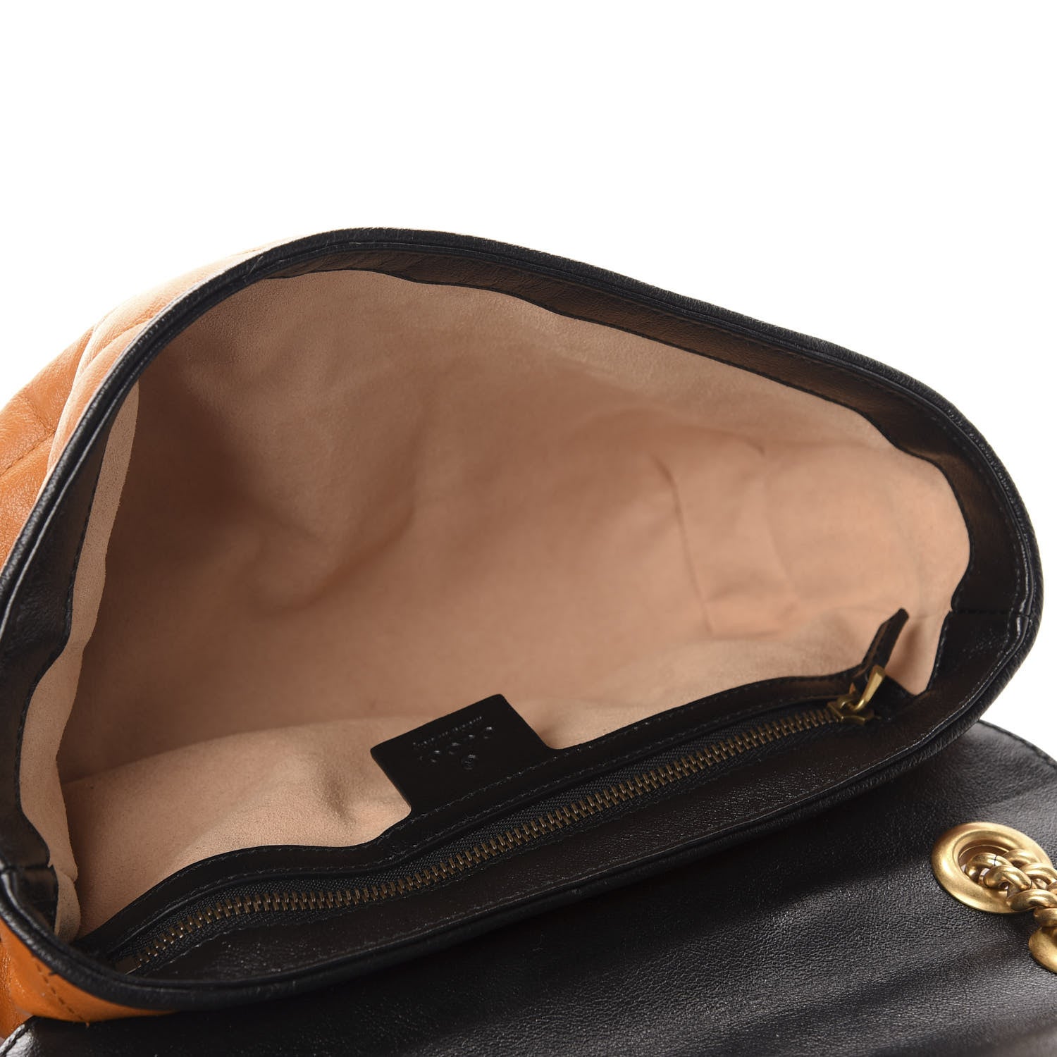Gucci Vintage Effect Calfskin Matelasse Diagonal Small Torchon GG Marmont Shoulder Bag Cognac Black 5 of 11