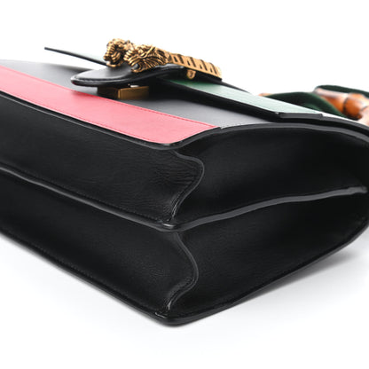 Gucci Moon Calfskin Web Medium Dionysus Bamboo Top Handle Bag Black Bright Evergreen Hibiscus Red 7 of 10