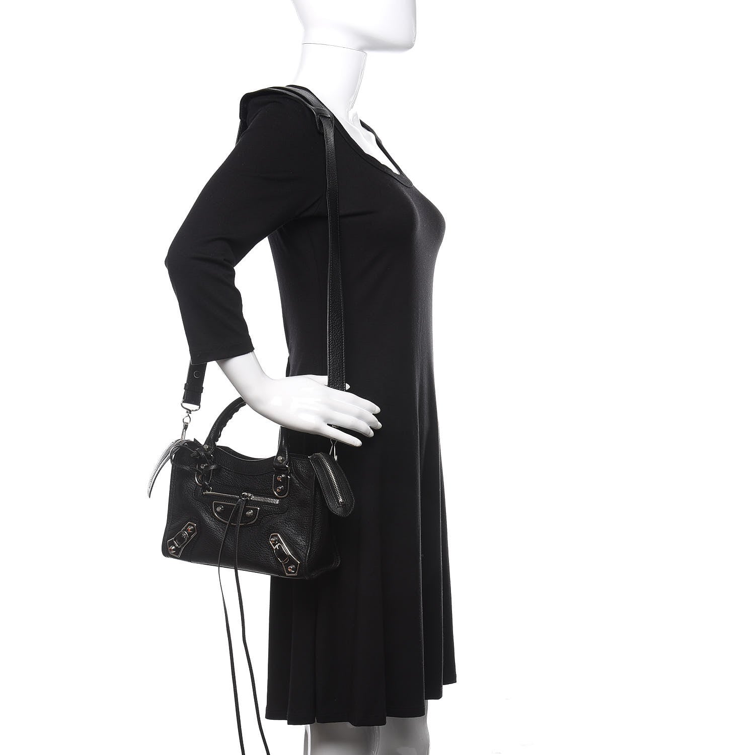 Balenciaga Chevre Silver Metallic Edge Hardware Mini City Black 2 of 13