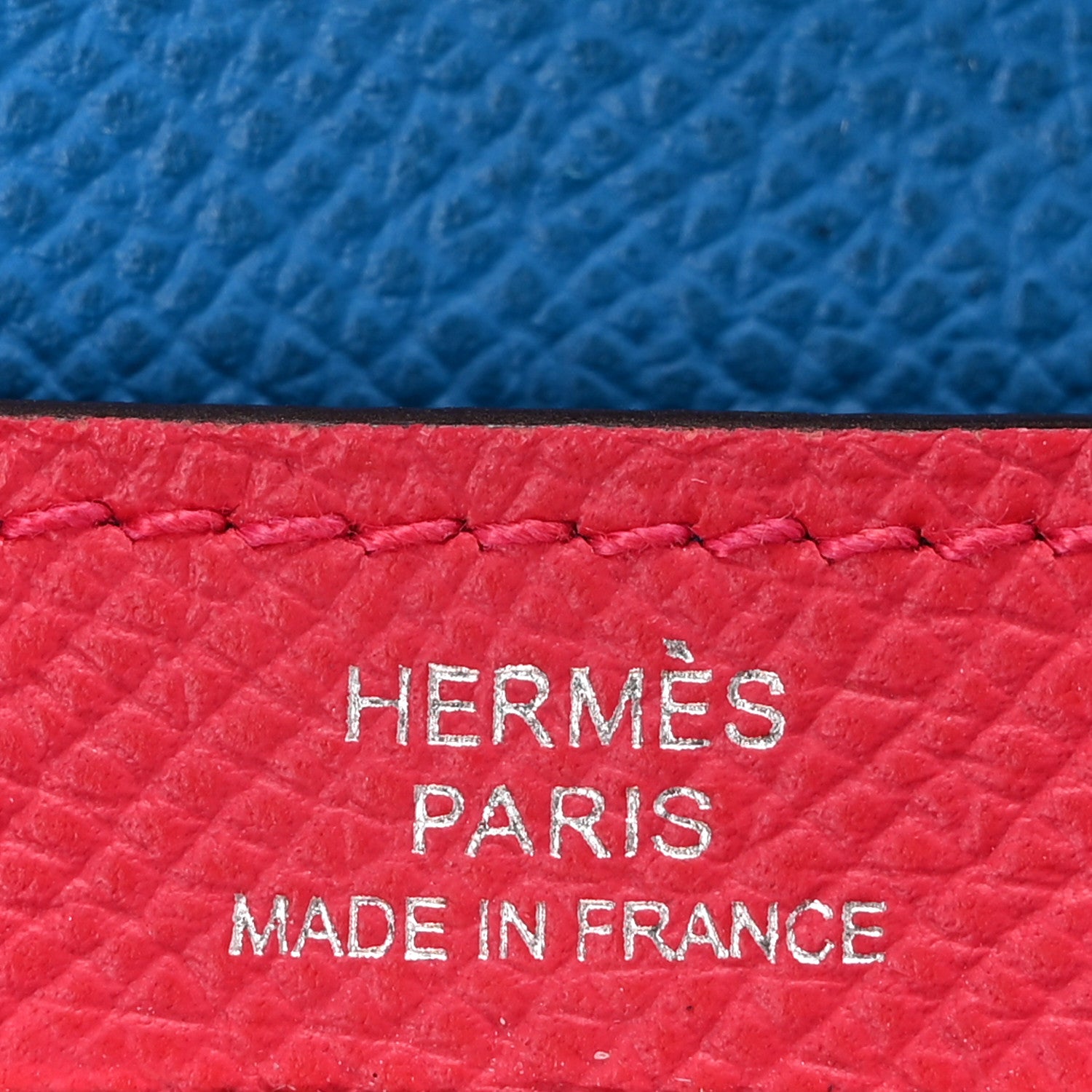 Hermes Epsom Tri-Color Kelly Pocket Compact Wallet Rouge Coeur Rose Extreme Bleu Zanzibar 6 of 9