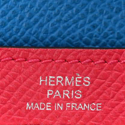 Hermes Epsom Tri-Color Kelly Pocket Compact Wallet Rouge Coeur Rose Extreme Bleu Zanzibar 6 of 9