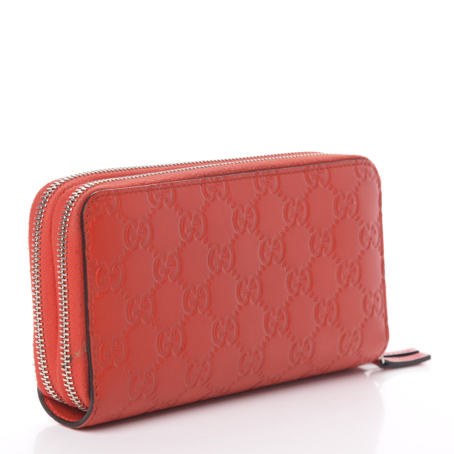 Guccissima Signature Zip Around Wallet Hibiscus Red
