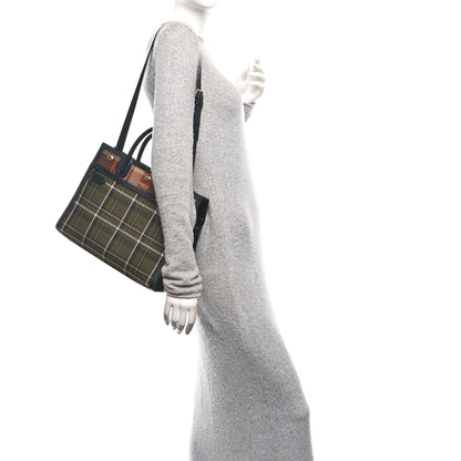 Burberry Wool Tartan Two Handle Title Bag Dark Green 2 of 9