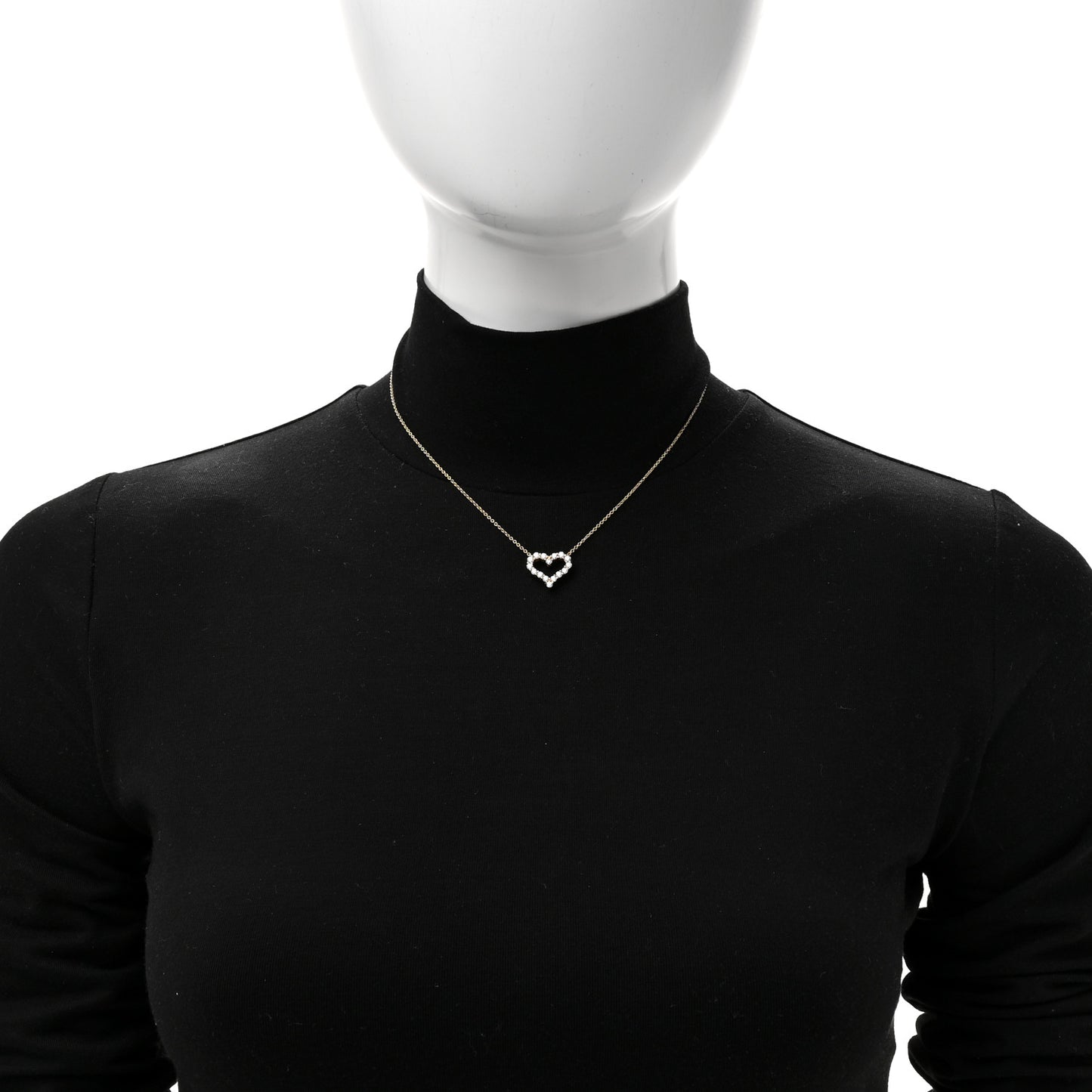 18K Yellow Gold Diamond Small  Heart Pendant Necklace