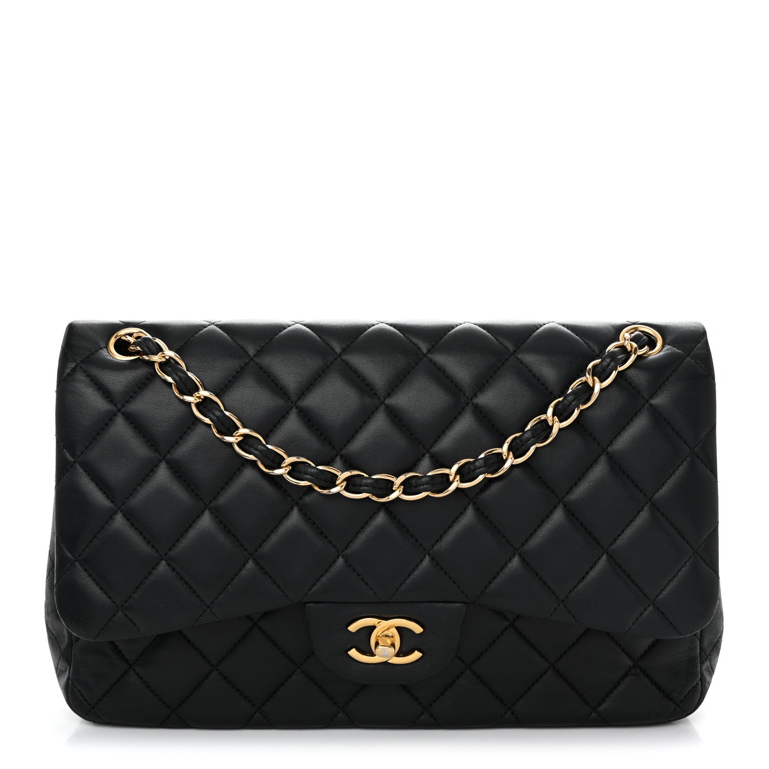 Chanel Lambskin Quilted Jumbo Double Flap Black 1 of 10