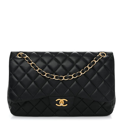Chanel Lambskin Quilted Jumbo Double Flap Black 1 of 10