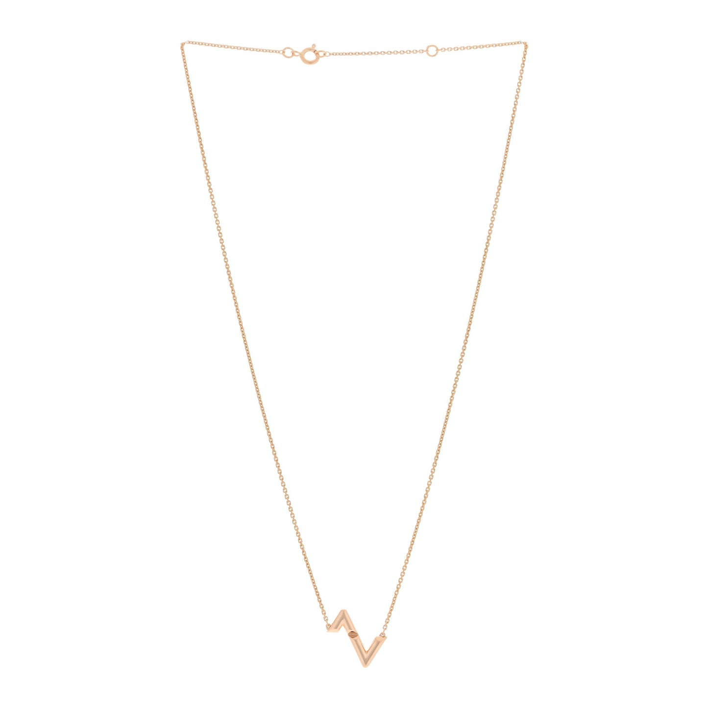 18K Pink Gold LV Volt Upside Down Pendant Necklace