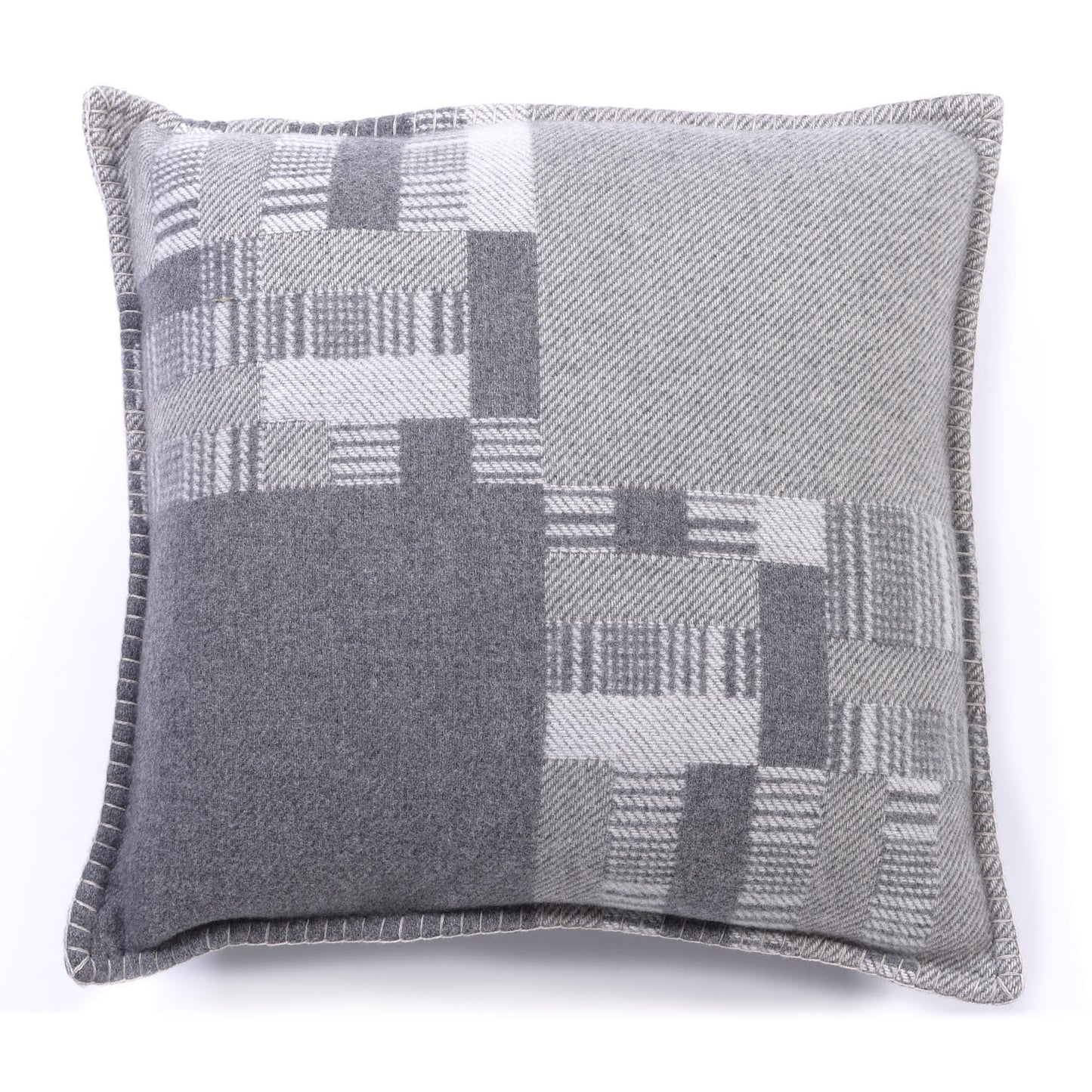 Wool Cashmere Avalon Paper Block Pillow Gris Acier