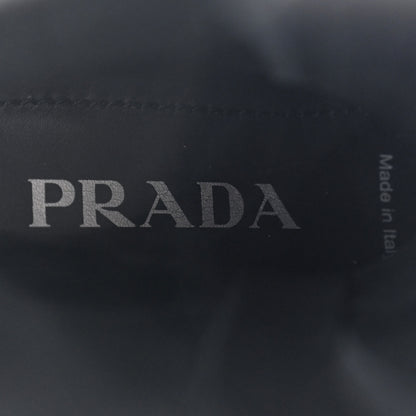 Prada Vitello Lux Nylon Metal Triangle Logo Monolith Pouch Pocket 55mm Tall Combat Boots 36.5 Black 6 of 10