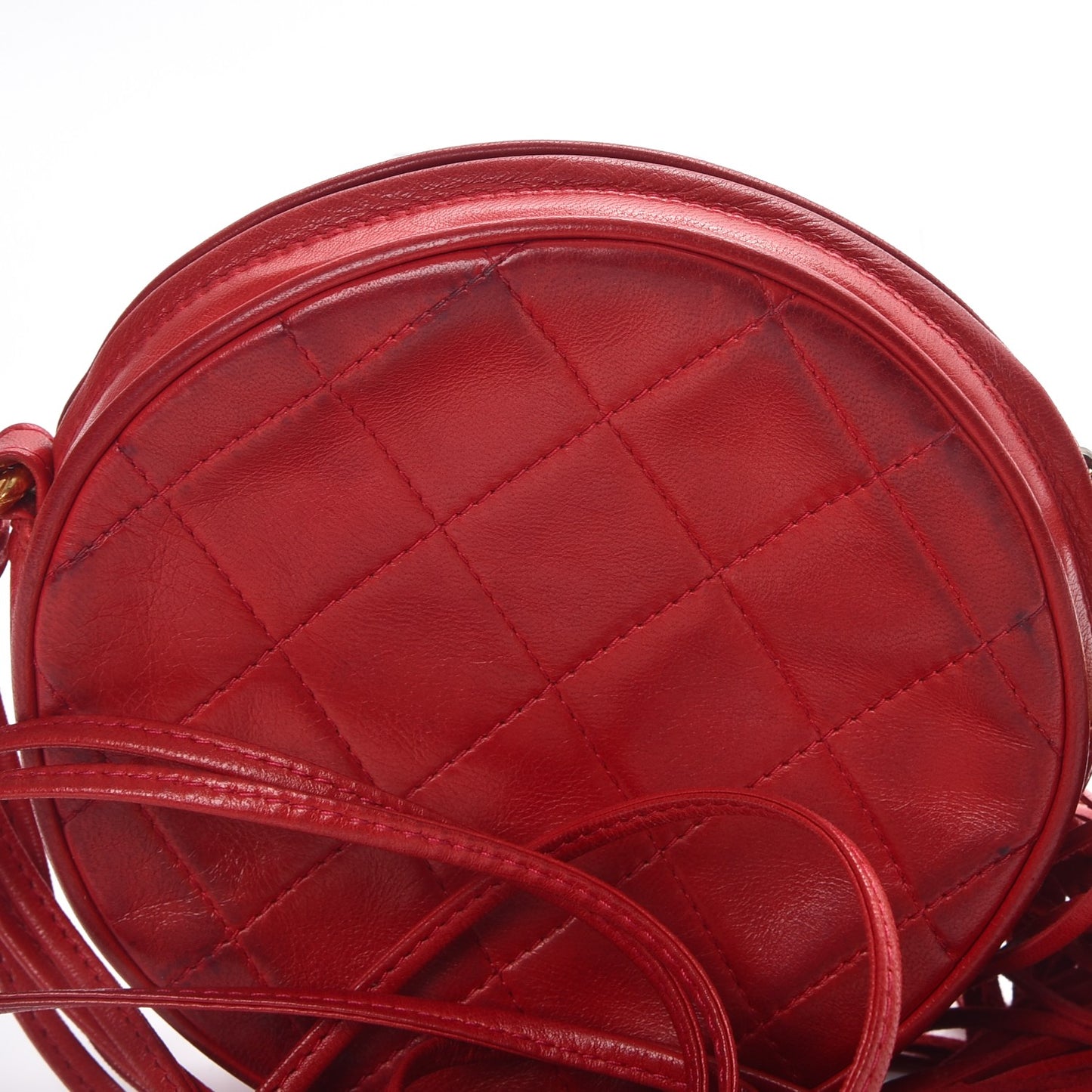 Lambskin Quilted Tassel Shoulder Bag Red
