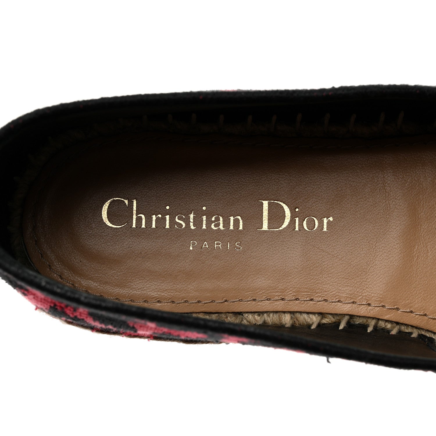 Christian Dior Cotton Embroidered Leopard Print Granville Espadrille 37 Red 7 of 9