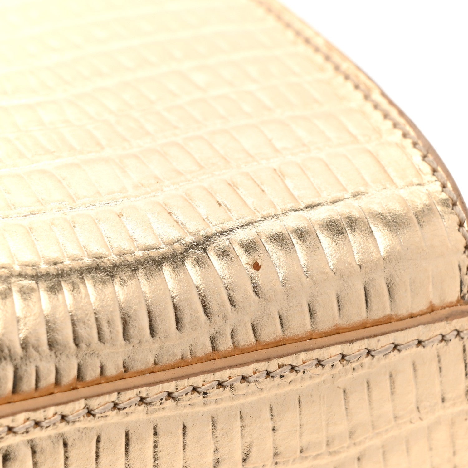 Saint Laurent Metallic Calfskin Crocodile Embossed Small Classic Monogram Kate Tassel Satchel Gold 9 of 12