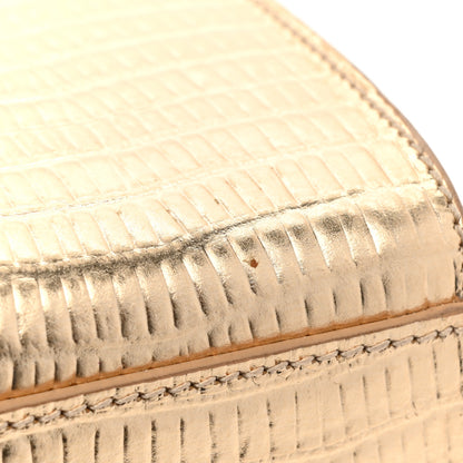 Saint Laurent Metallic Calfskin Crocodile Embossed Small Classic Monogram Kate Tassel Satchel Gold 9 of 12