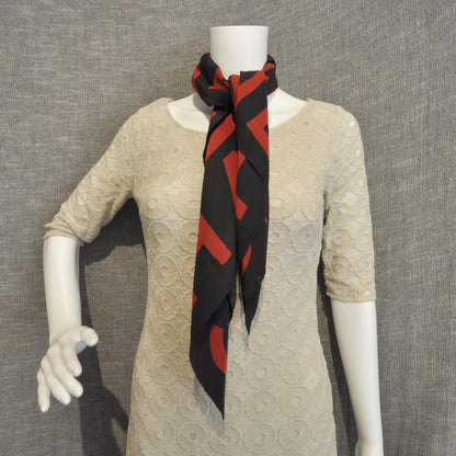 Chanel Silk Boutique Scarf Black Red 2 of 5