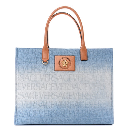 Versace Jacquard Canvas Large Allover Medusa Tote Blue 1 of 11