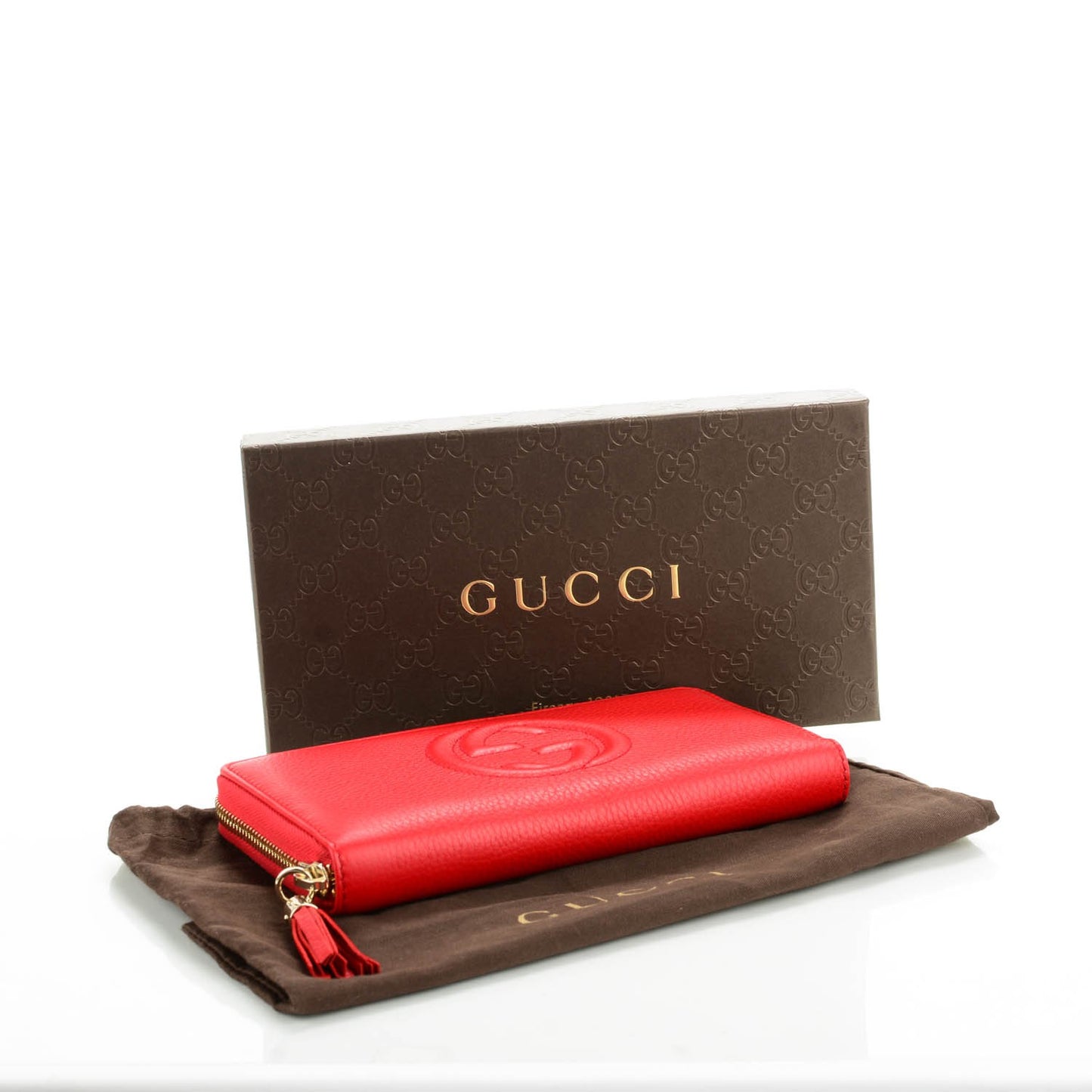 Pebbled Calfskin Soho Zip Around Wallet Red