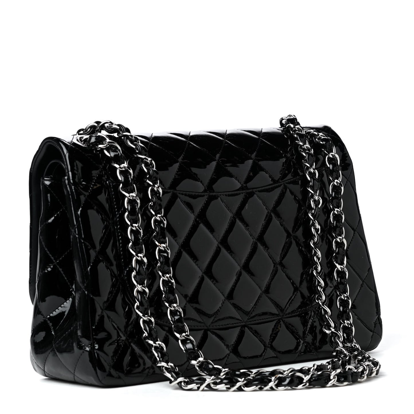 Patent Quilted Jumbo Double Flap Black