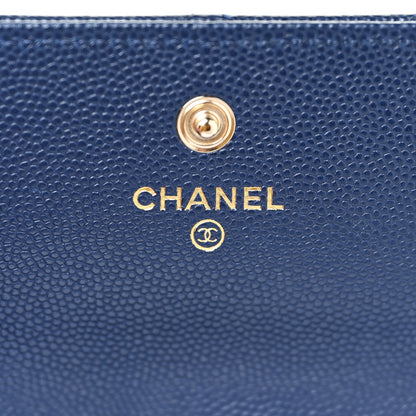 Chanel Caviar Quilted Crystal Long Flap Wallet Navy Blue 8 of 13